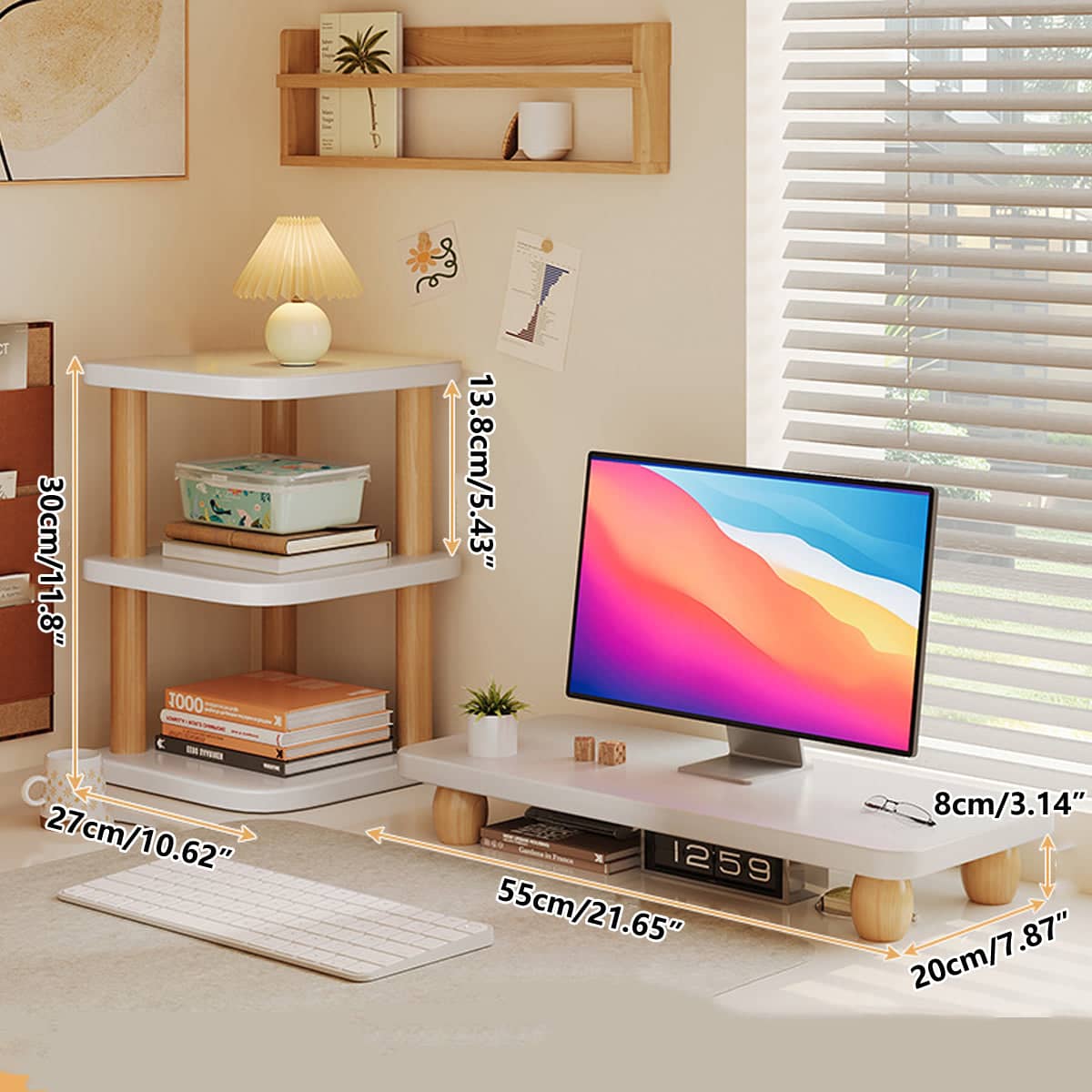 Desktop Monitor Riser Stand with Storage Shelf for Home Office Desks - view 3