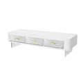 Desktop Monitor Stand Riser with 3 Pull-Out Drawers, 54 x 21 x 15 cm - White
