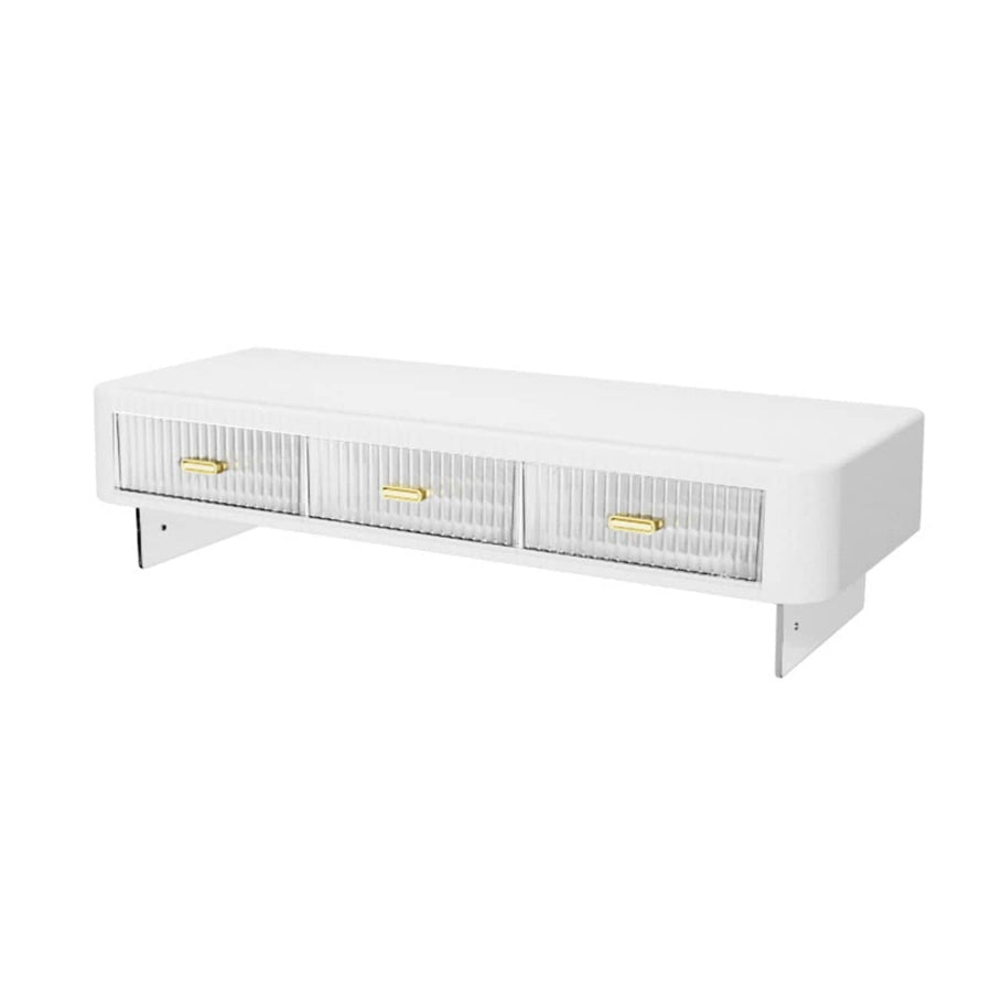 Desktop Monitor Stand Riser with 3 Pull-Out Drawers, 54 x 21 x 15 cm - White