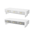 Desktop Monitor Stand Riser with 3 Pull-Out Drawers, 54 x 21 x 15 cm - White - view 3
