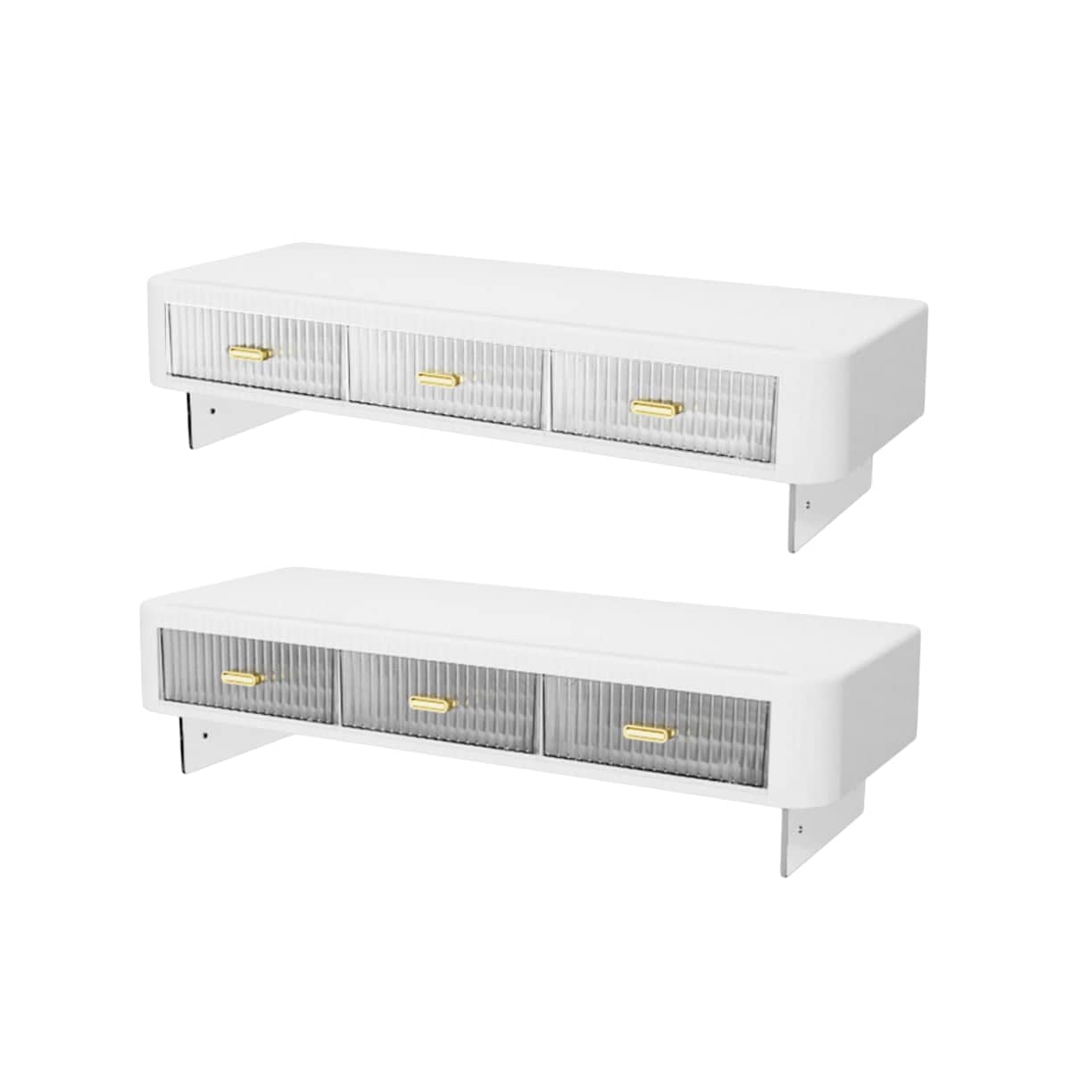 Desktop Monitor Stand Riser with 3 Pull-Out Drawers, 54 x 21 x 15 cm - White - view 3
