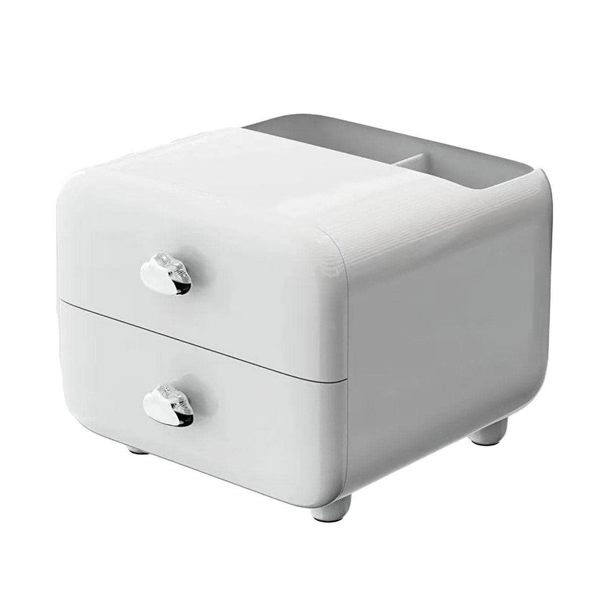 Desktop Organiser Drawer Box with Top Compartment - White