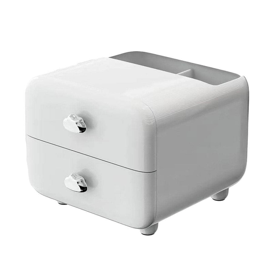 Desktop Organiser Drawer Box with Top Compartment - White