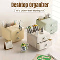 Desktop Organiser Drawer Box with Top Compartment - White - view 2