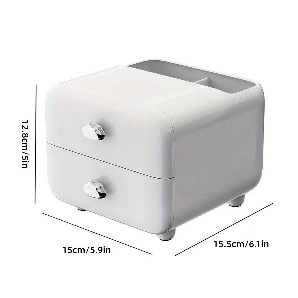 Desktop Organiser Drawer Box with Top Compartment - White - view 4