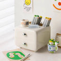Desktop Organiser Drawer Box with Top Compartment - White - view 5