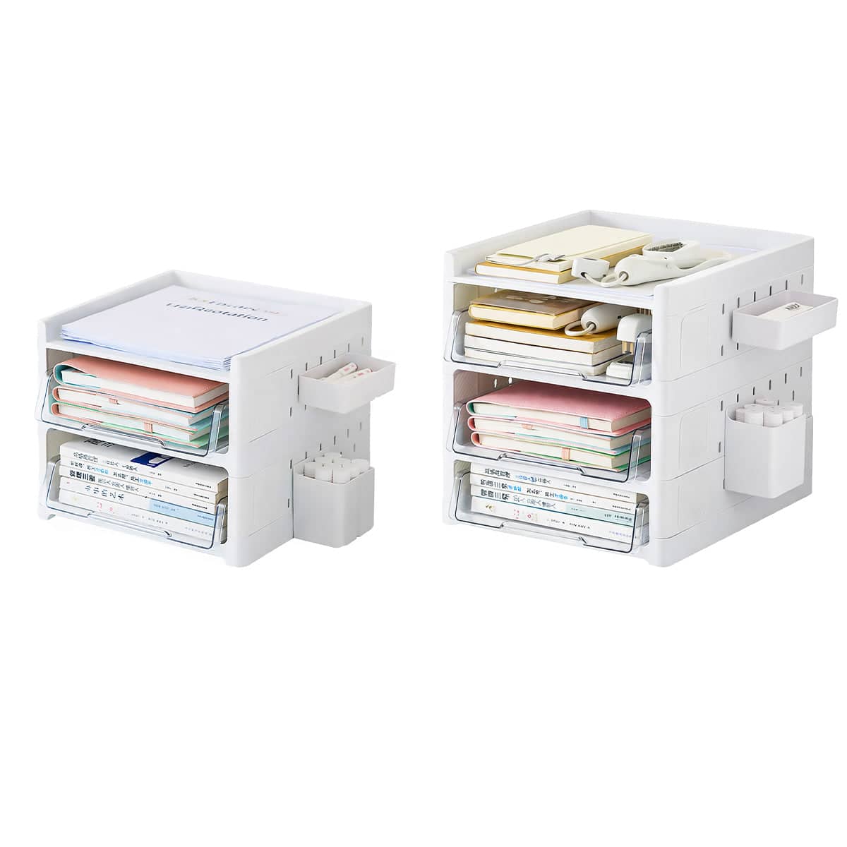 Desktop Pegboard Drawer Organiser with Side Holders - 3-Layer - view 3