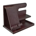 Desktop Phone Stand, Solid Wood Multi-Function Storage Rack in Dark Brown - view 2