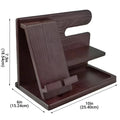 Desktop Phone Stand, Solid Wood Multi-Function Storage Rack in Dark Brown - view 3