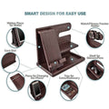 Desktop Phone Stand, Solid Wood Multi-Function Storage Rack in Dark Brown - view 5