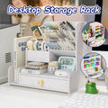 Desktop Stationery Organiser Rack with Side Bookend and Pull Out Drawer - White