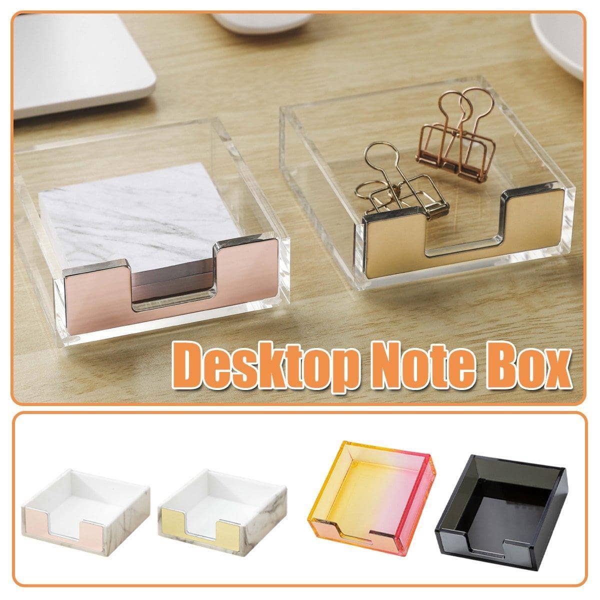 Desktop Sticky Note Box Organiser - Black Acrylic - view 2