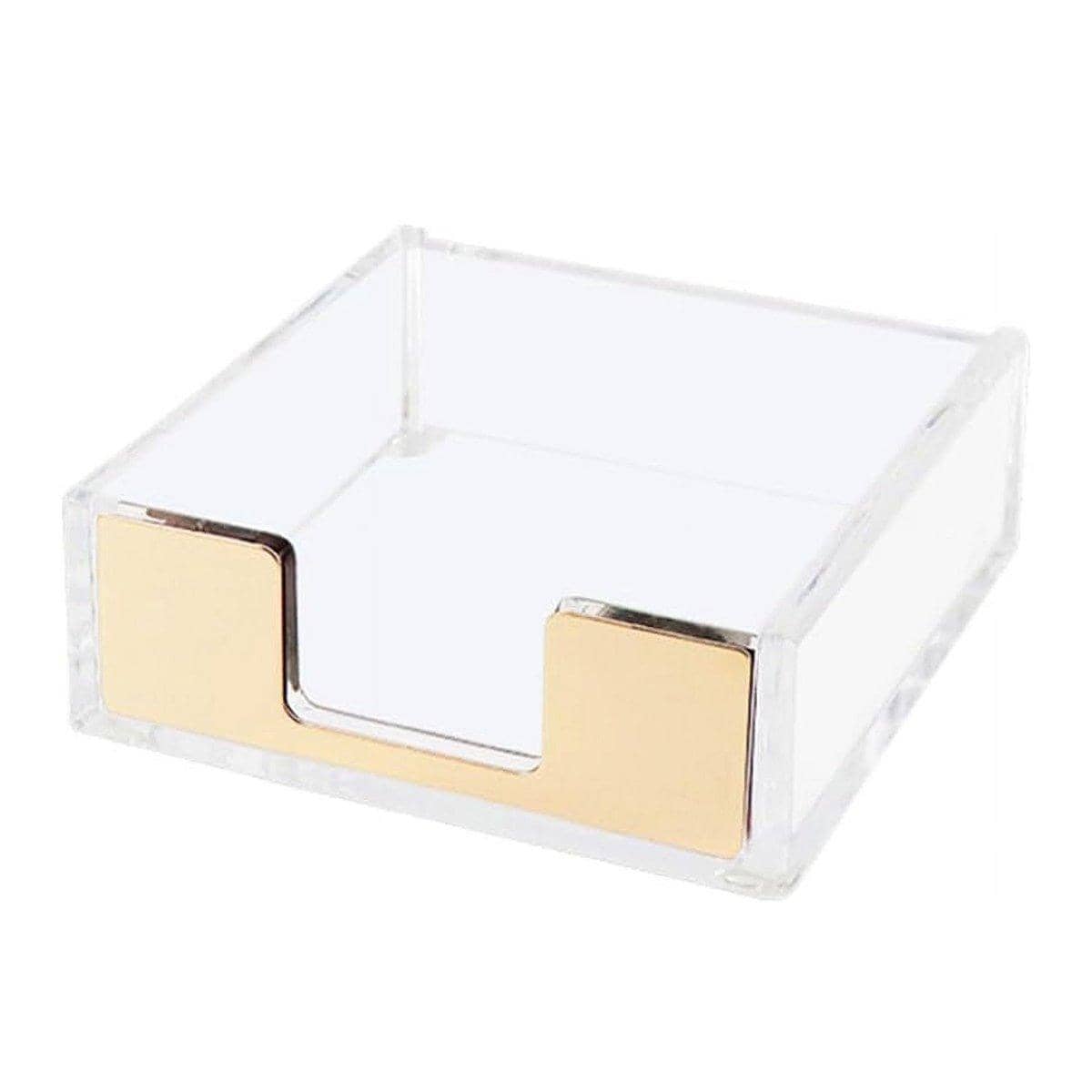Desktop Sticky Note Box Organiser - Clear Acrylic with Gold Front