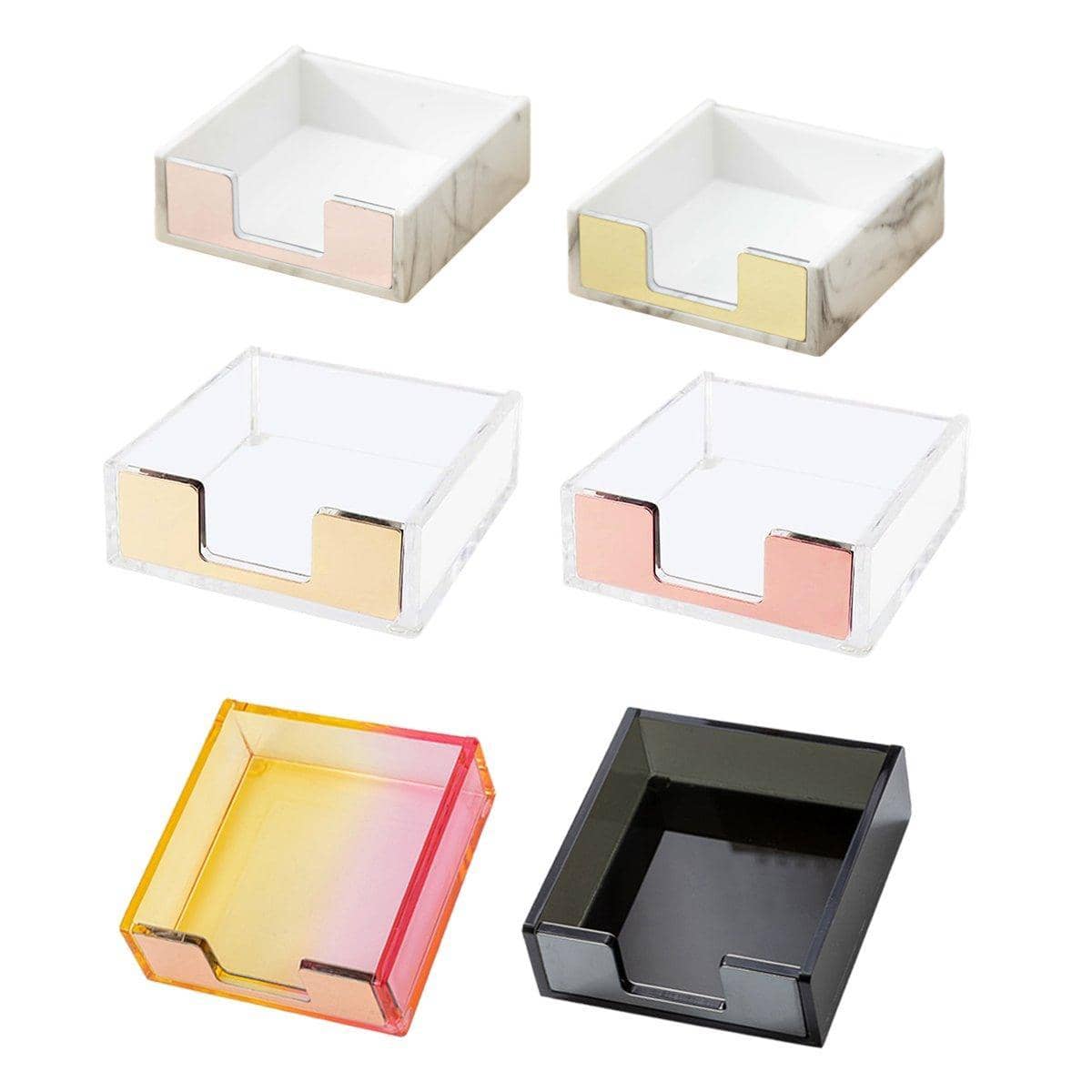 Desktop Sticky Note Box Organiser - Clear Acrylic with Rose Gold Front - view 3