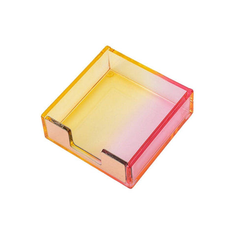 Desktop Sticky Note Box Organiser - Yellow and Pink Gradient Acrylic