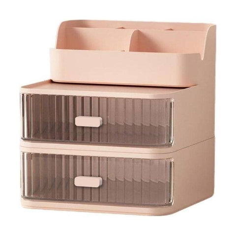 Desktop Storage Organiser with 2 Drawers - Blush Pink