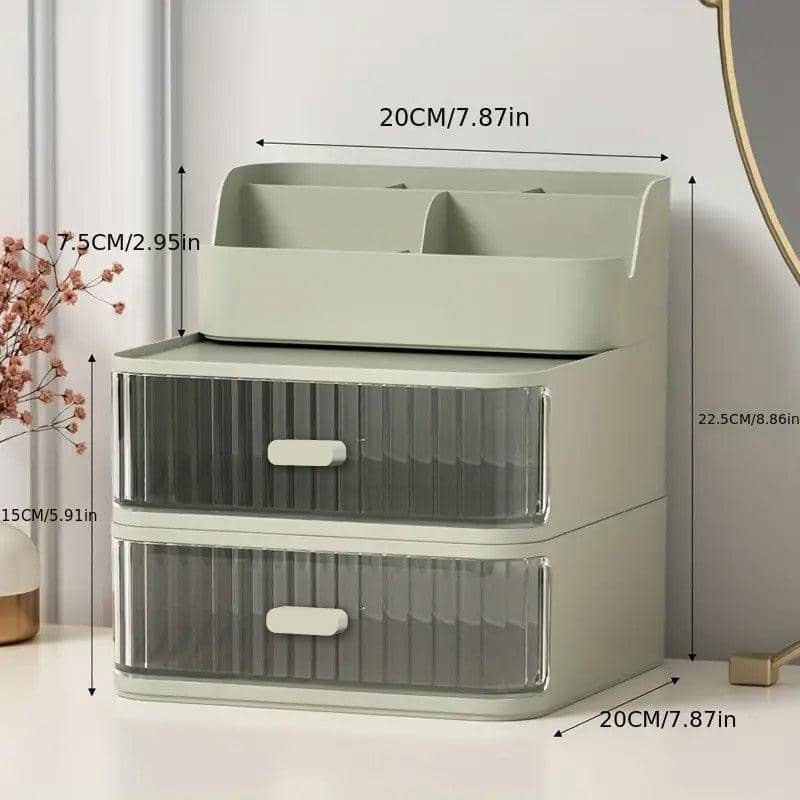 Desktop Storage Organiser with 2 Drawers - Sage Green - view 4