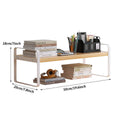 Desktop Storage Shelf with Two Tiers, Wood and White Metal, 50 x 20 x 18 cm - view 3