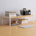 Desktop Storage Shelf with Two Tiers, Wood and White Metal, 50 x 20 x 18 cm - view 4