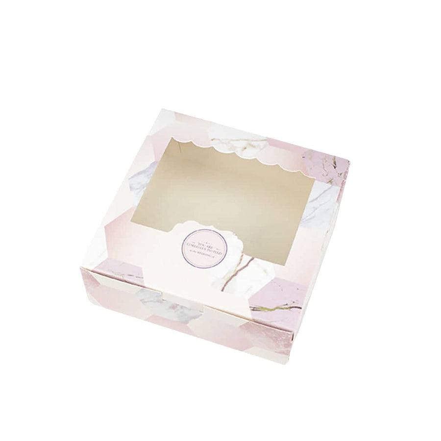 Dessert Gift Box with Clear Window - Marble, 4 Piece, Pack of 50
