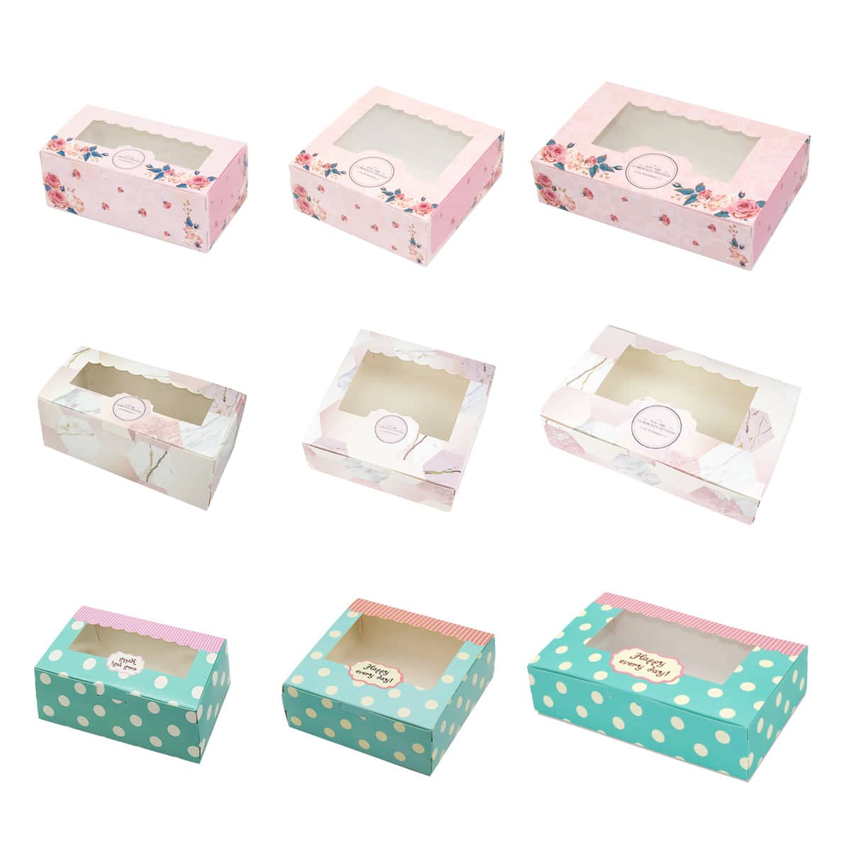 Dessert Gift Box with Clear Window - Polka Dot, 4 Piece, Pack of 50 - view 3