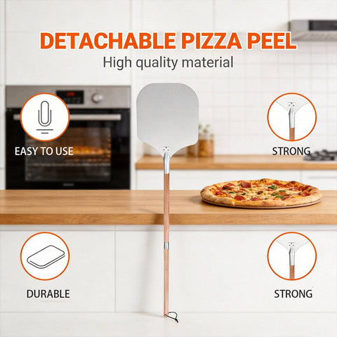 Detachable Aluminium Pizza Peel with Wooden Handle - 12 Inch (35.5 cm Blade)