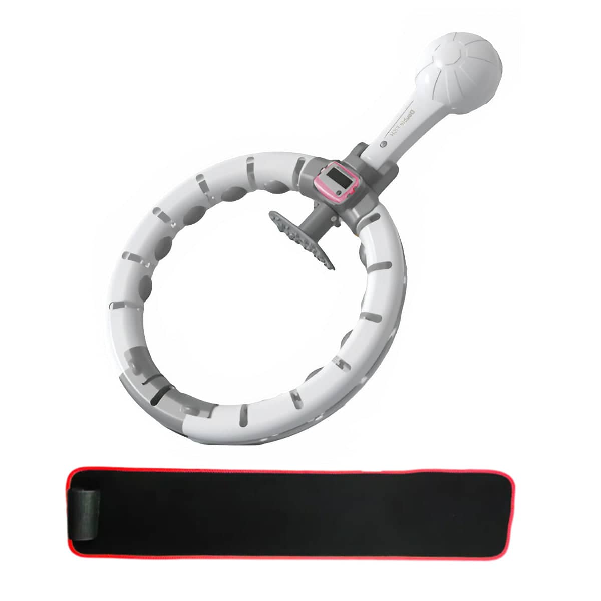 Detachable Hula Hoop for Women Fitness and Waist Workouts - White with Sweat Belt