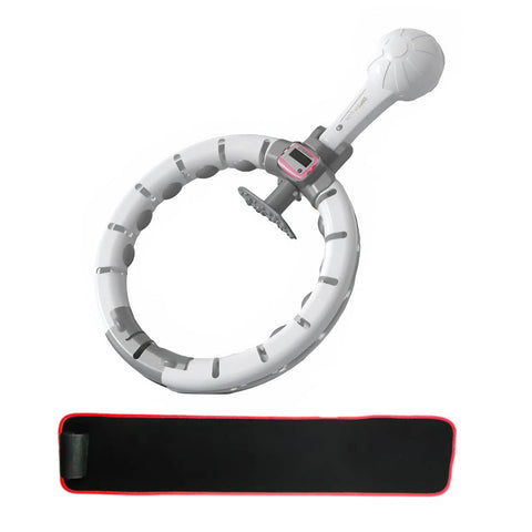 Detachable Hula Hoop for Women Fitness and Waist Workouts - White with Sweat Belt