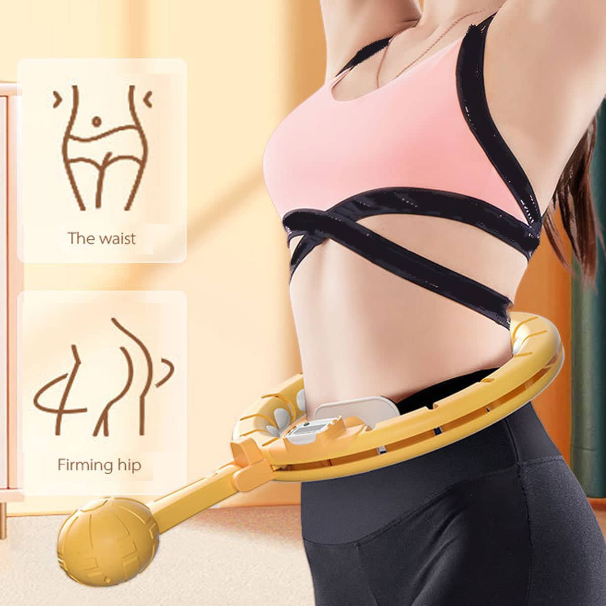 Detachable Hula Hoop for Women Fitness and Waist Workouts - White with Sweat Belt - view 4
