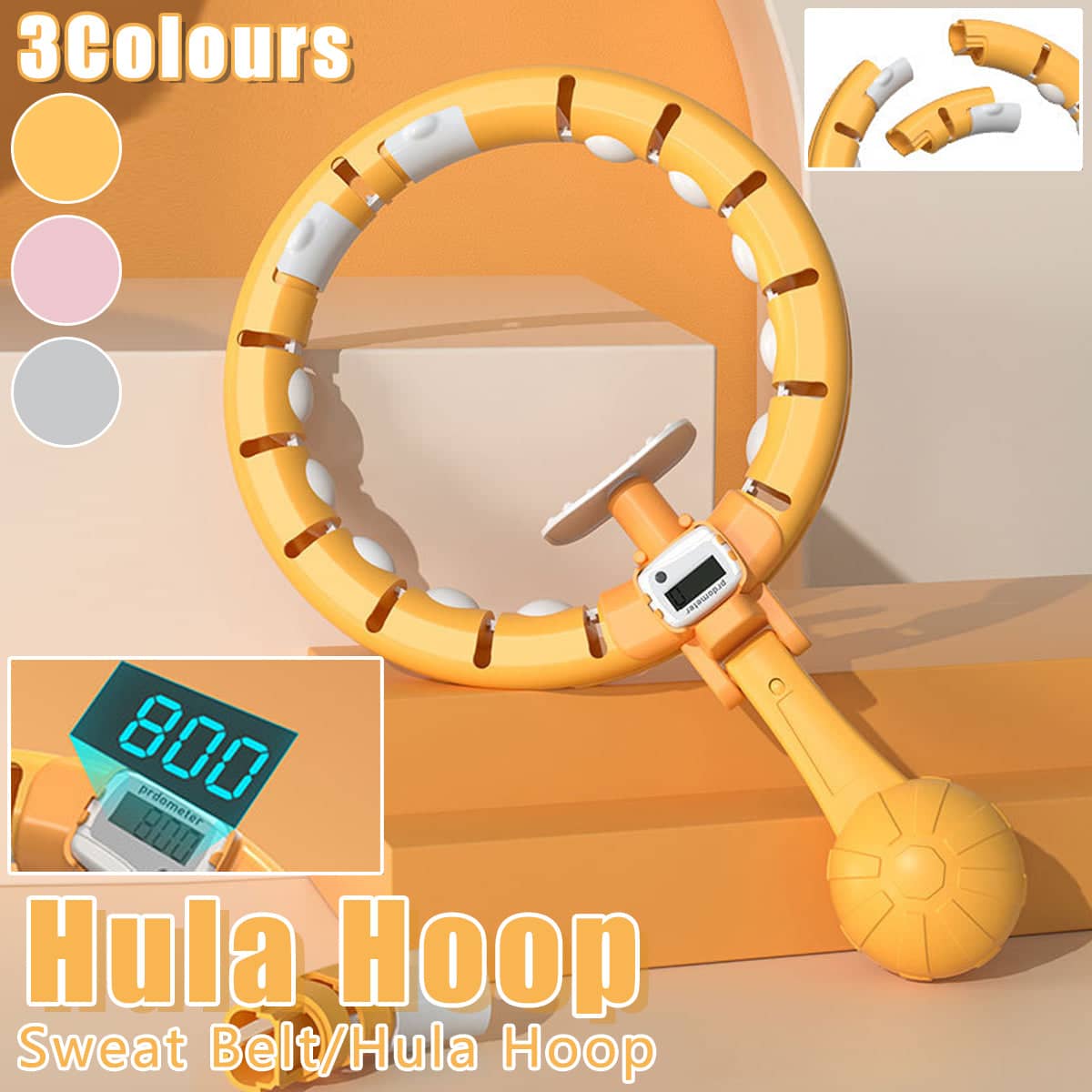 Detachable Hula Hoop for Women Fitness and Waist Workouts - Yellow - view 2