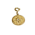Detachable Titanium Steel Pendant - Gold Round Medallion with Star and Clear Stone