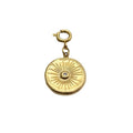 Detachable Titanium Steel Pendant - Gold Sunburst Medallion with Clear Stone