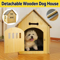 Detachable Wooden Pet House for Small Dogs and Cats, Indoor and Outdoor Use