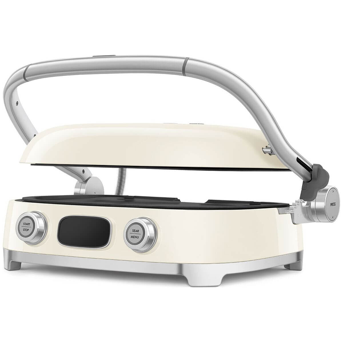 Smeg 50s Style Countertop Multifunctional Grill - Cream, 2000W, Ceramic Plates, Drip Tray - MGF01CRAU