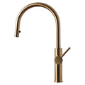 Titan Essentials Lite Gooseneck Pull Out Kitchen Mixer Tap - Brushed Brass PVD, 6 Star WELS - TTBRXP