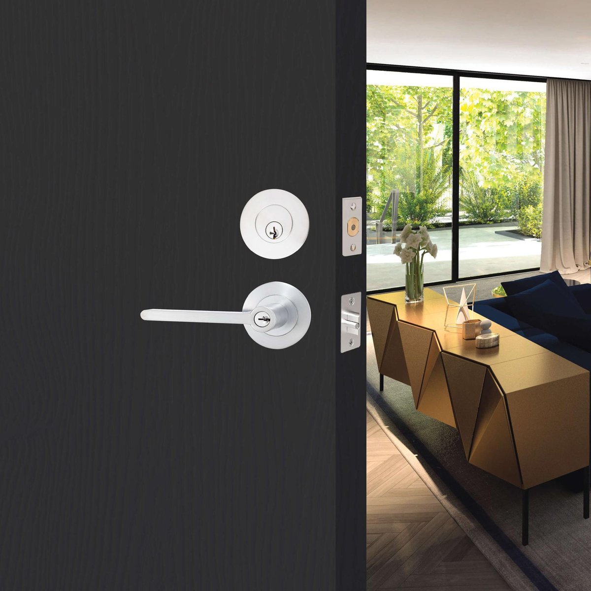 Lemaar Satin Chrome Orba Entrance Set - 65mm - C4 Cylinder - Zinc - SuperSaverAU - view 2