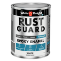 White Knight Rust Guard 1L White Gloss Epoxy Enamel Paint, Solvent-Based, One-Step for Metal Surfaces