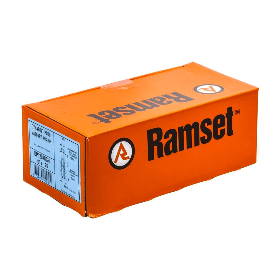 Ramset DynaBolt Plus 12mm x 70mm Galvanised 25 Pack Enhanced Security - SuperSaverAU - view 1