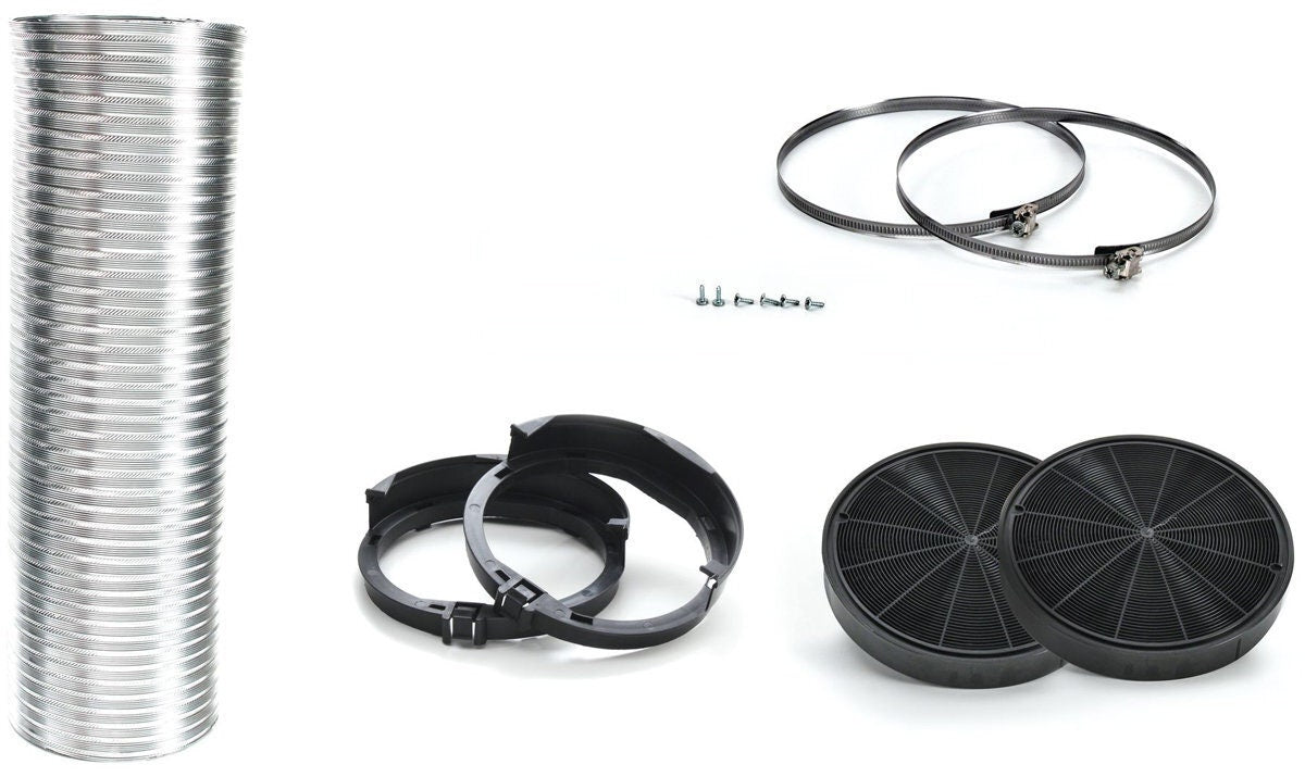 Bosch Recirculating Kit - 2 Charcoal Filters, Deflector, Flexible Hose and Clamps, Grey - DHZ5605