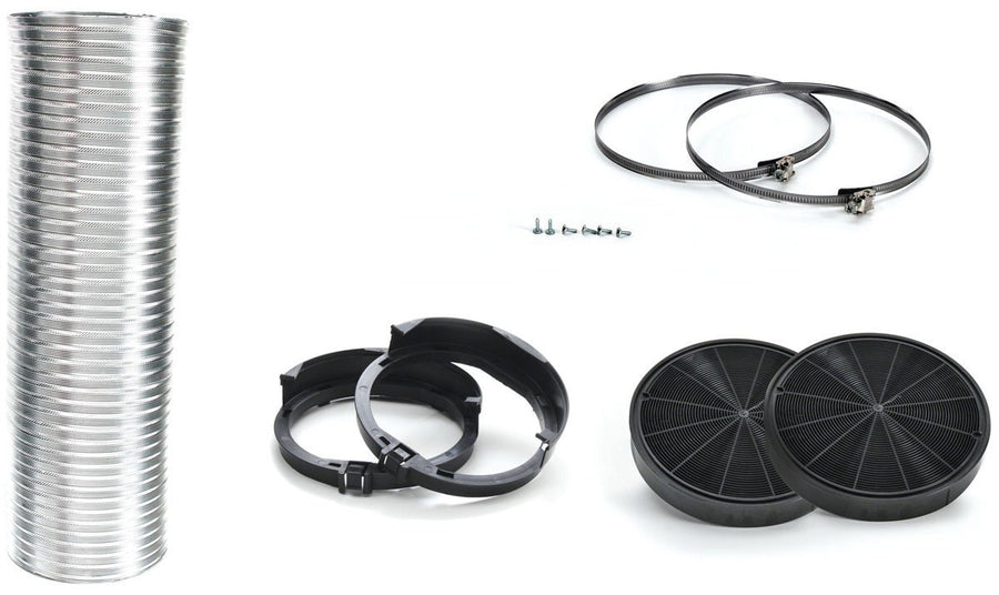 Bosch Recirculating Kit - 2 Charcoal Filters, Deflector, Flexible Hose and Clamps, Grey - DHZ5605
