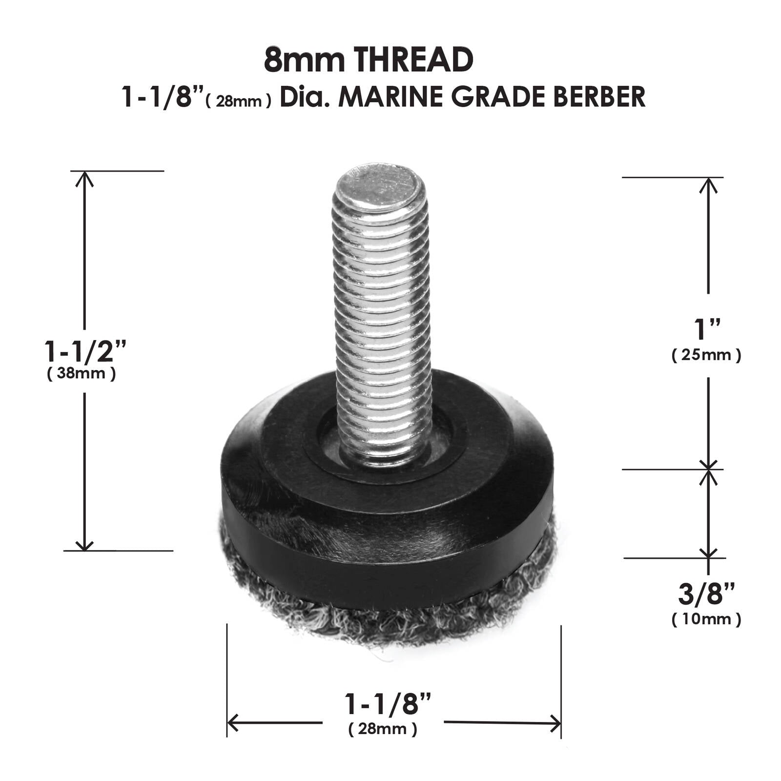 Slipstick 28mm Clear Outdoor Screw-in Berber Furniture Floor Protector M8 Thread