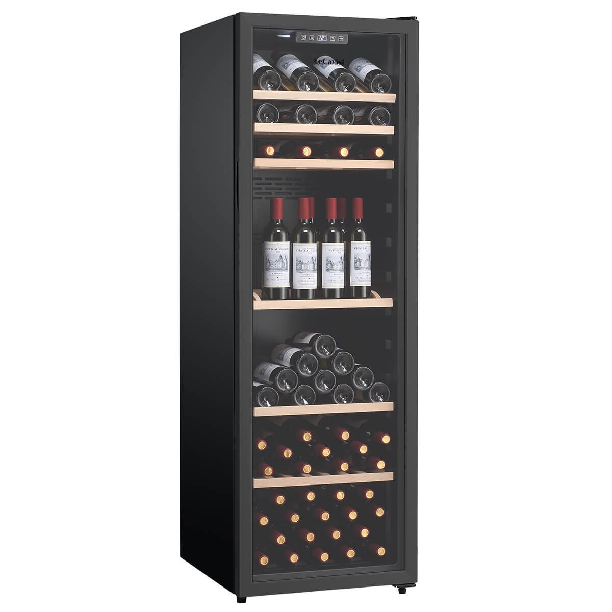 LeCavist 168 Bottle Single Zone Wine Cabinet 301L - Black Finish, Active Carbon Filter - LEK168PV