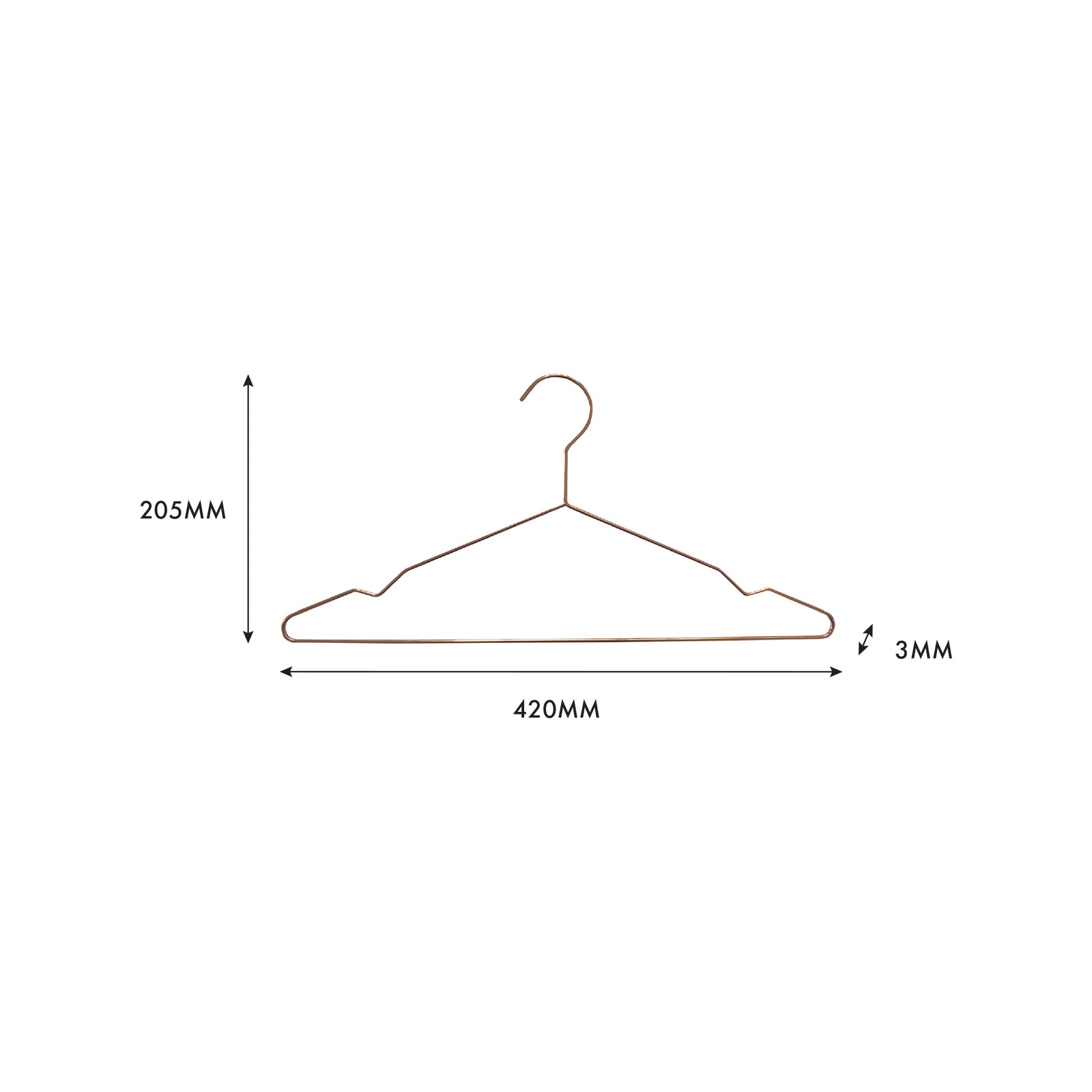 Practa Copper Steel Metal Clothes Hangers 10 Pack