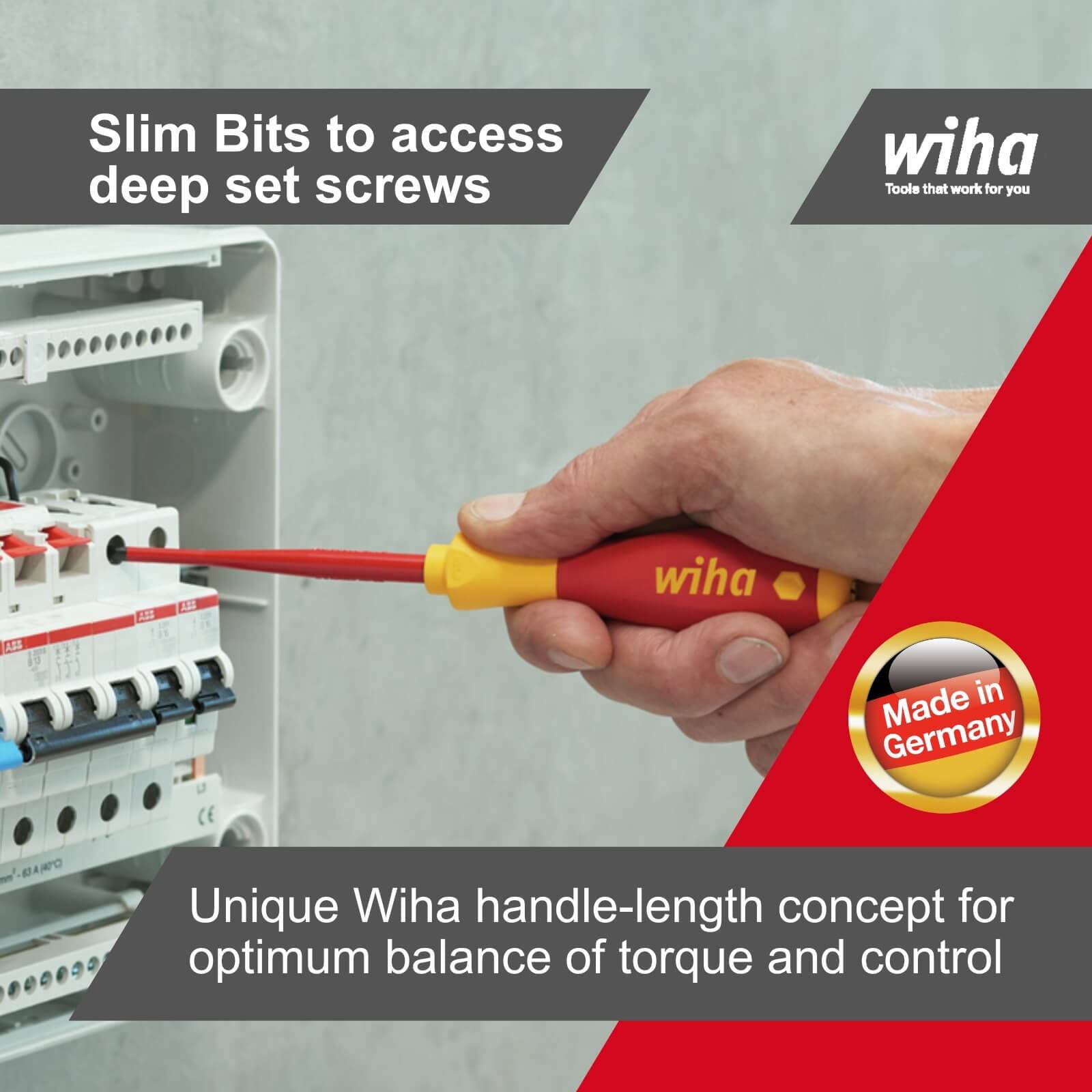 Wiha 3.5 x 100mm Slotted SlimFix Screwdriver VDE 1000V CVM Steel Insulated