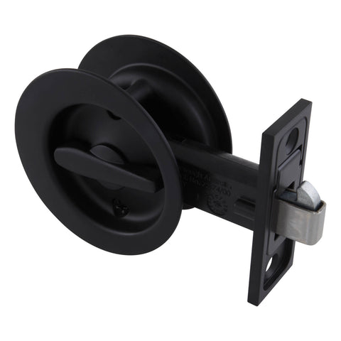 Gainsborough 70mm Matt Black Circular Privacy Sliding Cavity Door Set Lockable