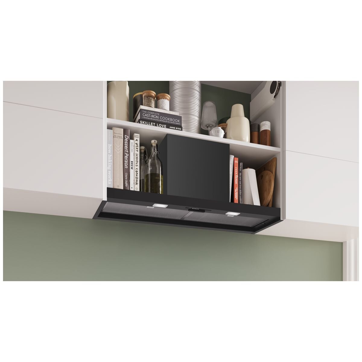 Bosch Series 2 90cm Integrated Rangehood - Matte Black - 384m³/h, 3 Power Levels - DBB93BC60A