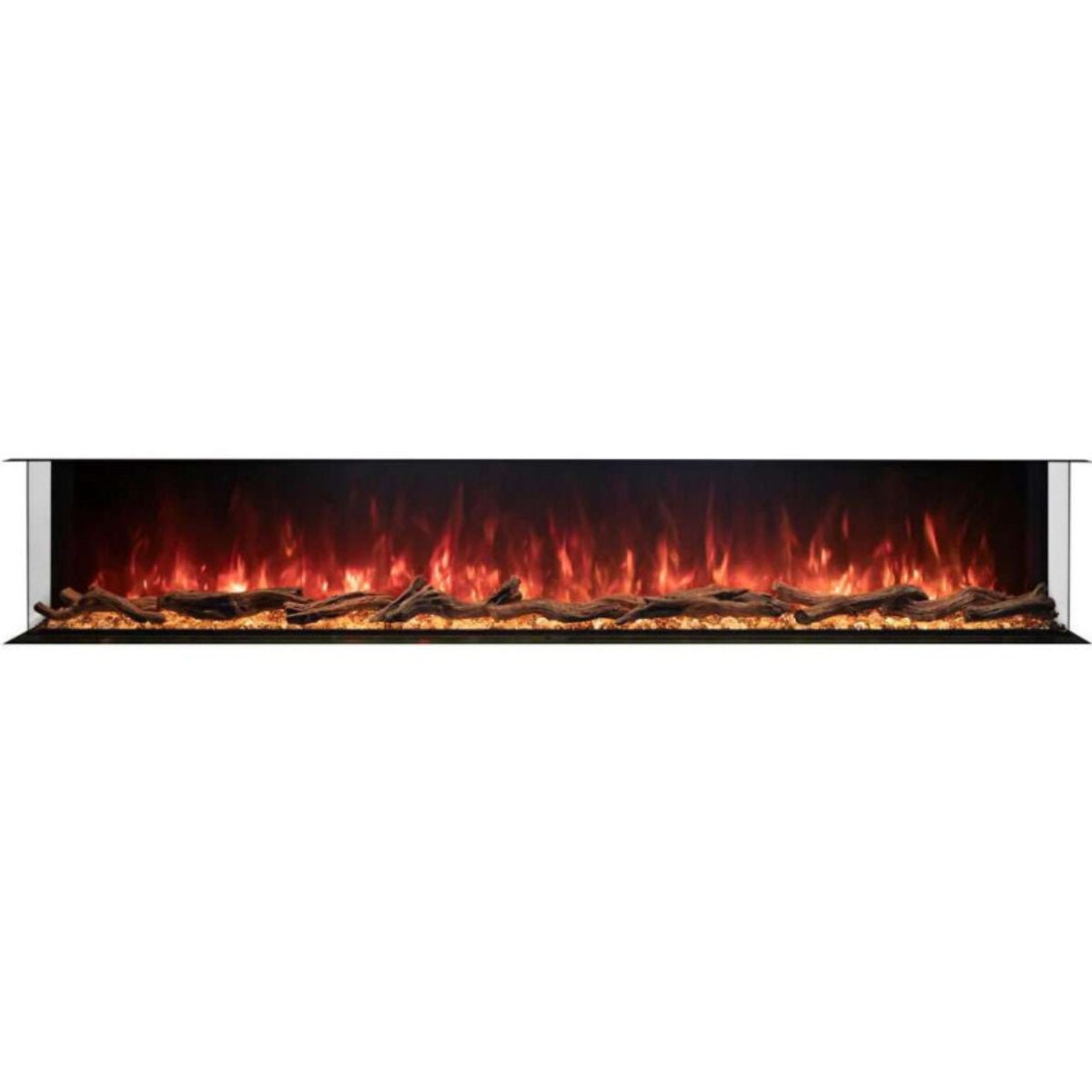 Modern Flames Landscape Pro Multi 96" Built-In Electric Fireplace - Hybrid-FX Flames, Black - LPM-9616-INT