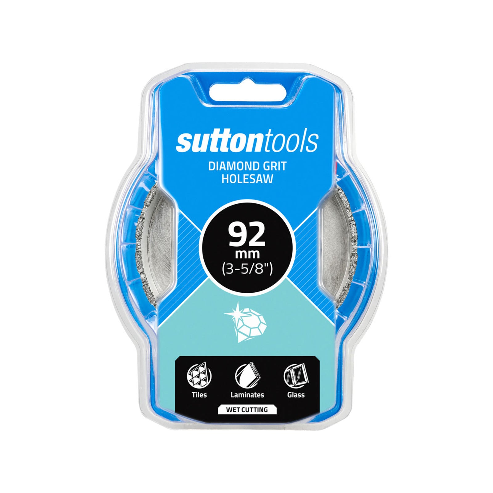 Sutton Tools 92mm Diamond Grit Holesaw, Steel, for Glass, Tile and Marble