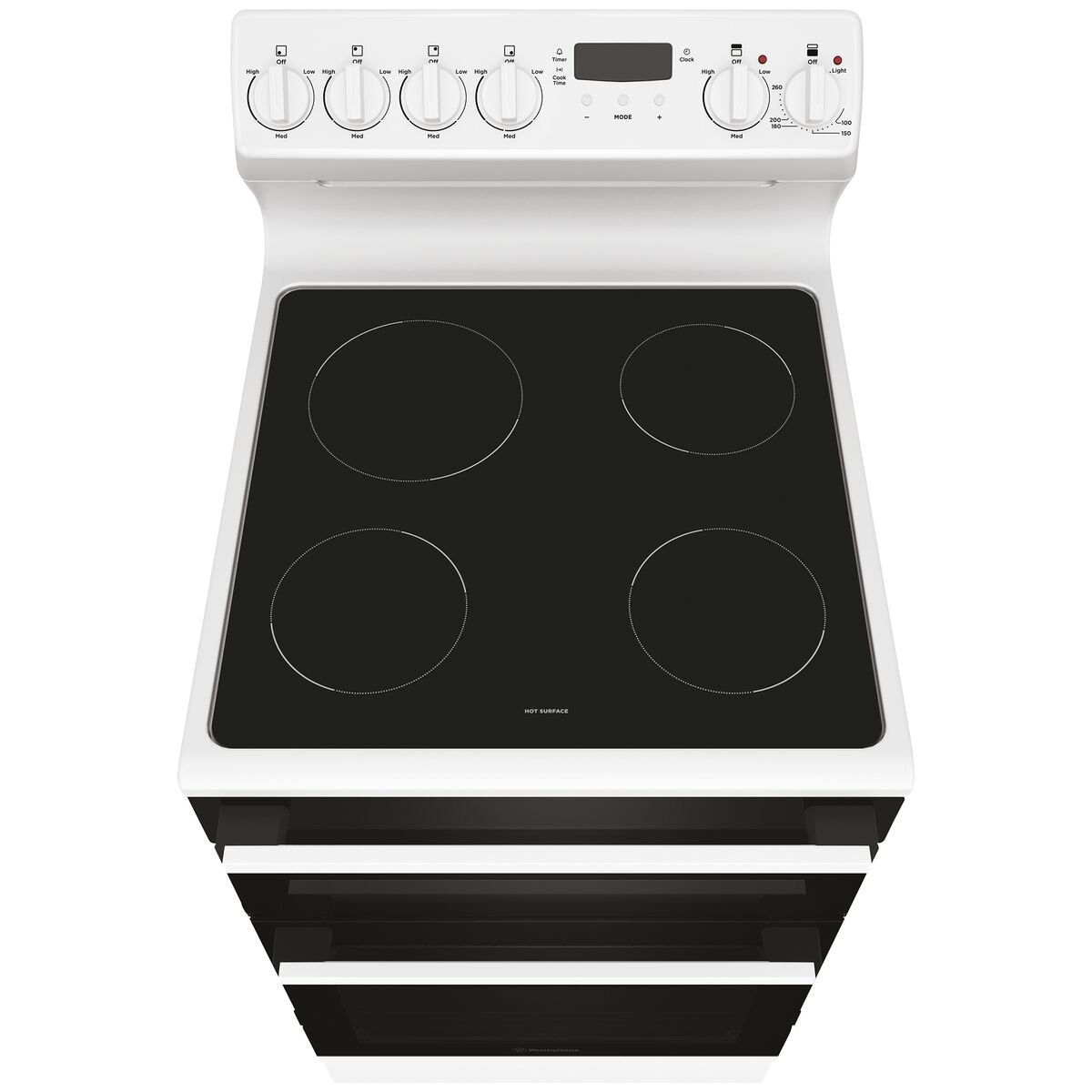 Westinghouse 54cm Electric Freestanding Oven - 80L Fan Forced, Ceramic Cooktop, Separate Grill - WLE543WCB