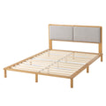 Zinus Arden queen bamboo bed frame - upholstered headboard, natural finish, slatted support - AU-FPWNH8ZC-08Q
